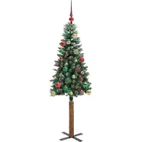 vidaXL Sapin de Noël mince avec 150 LED Vert et blanc 150 cm