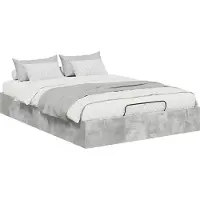 vidaXL Sommier ottoman gris béton 135 x 190 cm Matériau dérivé du bois