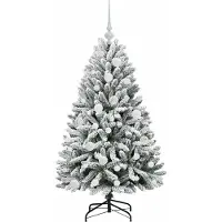 vidaXL Sapin de Noël artificiel Vert et blanc 120 cm PVC et métal