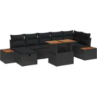 vidaXL Ensemble de canapés de jardin 8 pcs Noir Poly-Rotin