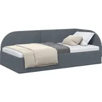 vidaXL Cadre de lit d'angle avec tête de lit gris foncé 90 cm x 190 cm velours