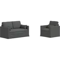 vidaXL Canapé 2 pcs Gris foncé Mét¿¿