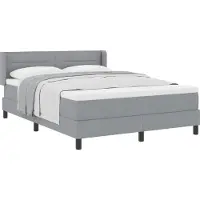 vidaXL Lit boxspring avec tête de lit, gris clair, 190 x 140 cm, tissu