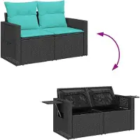 vidaXL Ensemble de salon de jardin 7 pièces avec coussins noir poly rotin