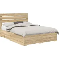 vidaXL Cadre de lit avec tiroirs avec tête de lit en bois composite