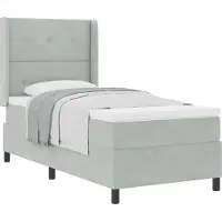 vidaXL Lit boxspring avec tête de lit gris clair 100 x 200 cm velours