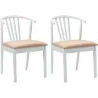 vidaXL Chaise de salle à manger 2 pcs Blanc et brun Bois de caoutchouc solide