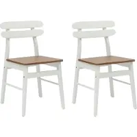 vidaXL Chaise de salle à manger 2 pcs Blanc et naturel Bois massif de caoutchouc