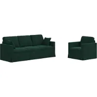 vidaXL Ensemble de canapé 2 pièces, velours vert foncé