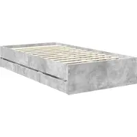 vidaXL Cadre de lit avec tête de lit Béton Gris 90 x 200 cm Bois d'ingénierie