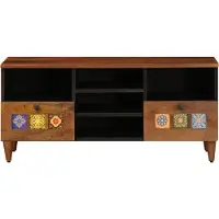 vidaXL Meuble TV avec étagère Noyer 100 x 33 x 46 cm Bois massif Mango