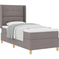 vidaXL Lit boxspring avec coussins et tête de lit, couleur taupe, 90 x 200 cm, tissu