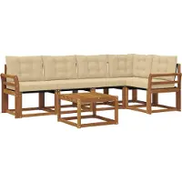 vidaXL Ensemble de canapés d'extérieur avec coussins 6 pièces Nature et Beige