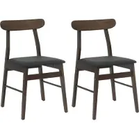 vidaXL Chaise de salle à manger, lot de 2, marron foncé et noir, bois de caoutchouc massif