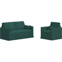 vidaXL Ensemble de canapés, 2 pièces, tissu vert foncé