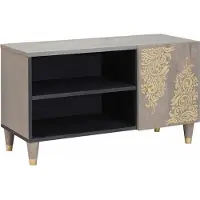 vidaXL Meuble TV avec étagère Gris 80 x 33 x 46 cm Bois massif Mango