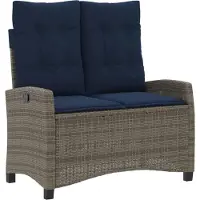 vidaXL Banc de jardin Réglable avec coussins Gris Poly Rattan