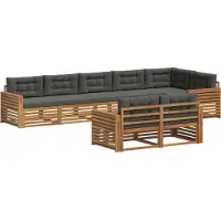 vidaXL Ensemble de salon de jardin 8 pièces, couleurs : naturel et anthracite