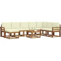 vidaXL Ensemble de canapés d'extérieur avec coussins 9 pièces Nature et Crème