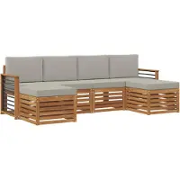 vidaXL Ensemble de canapés 6 pièces Naturel et gris clair Bois massif Acacia