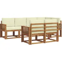 vidaXL Ensemble de canapés d'extérieur avec coussins 7 pièces Nature et Crème