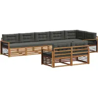 vidaXL Ensemble de canapés d'extérieur avec coussins 8 pièces Nature et Anthracite