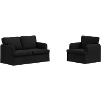 vidaXL Ensemble de canapés , 2 pièces, couleur noire, revêtement en tissu