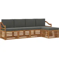 vidaXL Ensemble de canapés d'extérieur avec coussins 5 pièces Nature et Anthracite