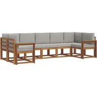 vidaXL Ensemble de canapés d'extérieur avec coussins 7 pièces Naturel et Gris clair