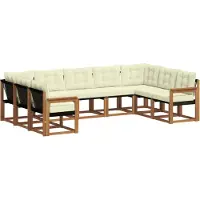 vidaXL Ensemble de canapés d'extérieur , 9 pièces, couleur naturel et crème, en bois massif d'acacia