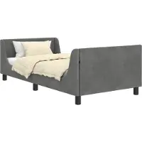 vidaXL Sommier de lit d'enfant avec tête de lit gris foncé 80 x 200 cm velours