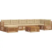 vidaXL Ensemble de canapés d'extérieur avec coussins 8 pièces Nature et Beige
