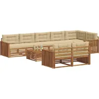 vidaXL Ensemble de salon de jardin 9 pièces, couleurs naturelles et beige