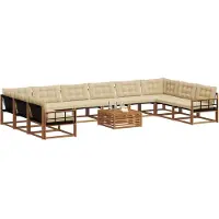vidaXL Ensemble de canapés d'extérieur avec coussins 11 pièces Nature et Beige