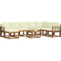 vidaXL Ensemble de canapés d'extérieur avec coussins 9 pièces Nature et Crème