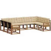 vidaXL Ensemble de canapés d'extérieur avec coussins 9 pièces Nature et Beige