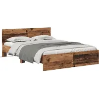 vidaXL Cadre de lit avec tête de lit vieux bois 140 x 190 cm Bois composite