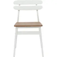 vidaXL - 2 chaises de salle à manger, en bois d'hévéa massif, blanches et naturelles