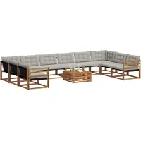 vidaXL Ensemble de canapés d'extérieur avec coussins 11 pièces Naturel et gris clair
