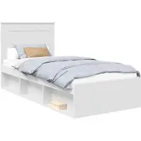 vidaXL Cadre de lit avec tête de lit Blanc 75 x 190 cm Pin massif