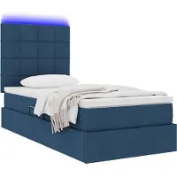 vidaXL Lit de rangement à LED avec matelas, bleu, 90 x 200 cm, tissu