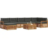 vidaXL Ensemble de canapés d'extérieur avec coussins 8 pièces Nature et Anthracite
