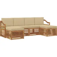 vidaXL Ensemble de canapés 6 pièces Naturel et beige Bois massif Acacia