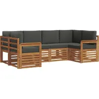 vidaXL Ensemble canapé d'angle avec coussins (6 pièces), couleur nature et anthracite