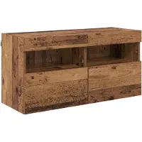 vidaXL Meuble TV avec éclairage LED, aspect bois ancien, 80 x 30 x 40 cm, aggloméré