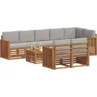 vidaXL Ensemble de canapés 9 pièces Naturel et gris clair Bois massif Acacia