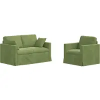vidaXL Ensemble de canapés, 2 pièces, vert clair, en velours