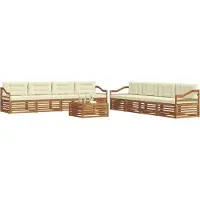 vidaXL Ensemble de salon de jardin 9 pièces, couleurs naturelles et crème
