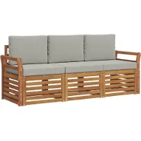 vidaXL Ensemble de canapés , 3 pièces, en bois d'acacia massif, finition naturelle et gris clair