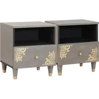 vidaXL Cabinet de chevet avec tiroir 2 pcs Gris 40 x 33 x 46 cm